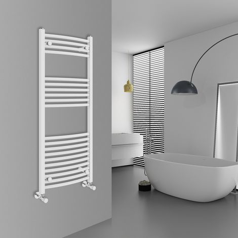 WarmeHaus Curved White Bathroom Ladder Radiator 1200x500mm (1/5)