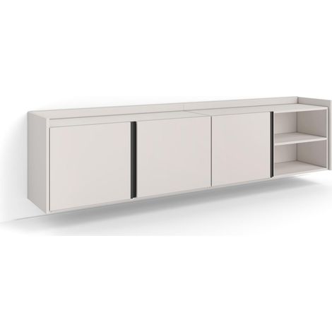 Skraut Home - TV-Schrank, Lowboard, für Wohnzimmer und Esszimmer, 207x35x50cm, Für TV-Geräte bis zu 80", Hängend, Moderner Stil, Beige (1/5)