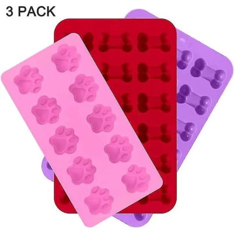 Moules en silicone pour bonbons et glaces, formes de pattes et de jambes, antiadhésifs, -40 °C à 227 °C, rose/violet/rouge, lot de 3 (1/5)