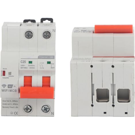 Disjoncteur Connecté WiFi 2P 230V AC pour Domotique, Installation Rail Din TOWSM1‑100 (1/5)
