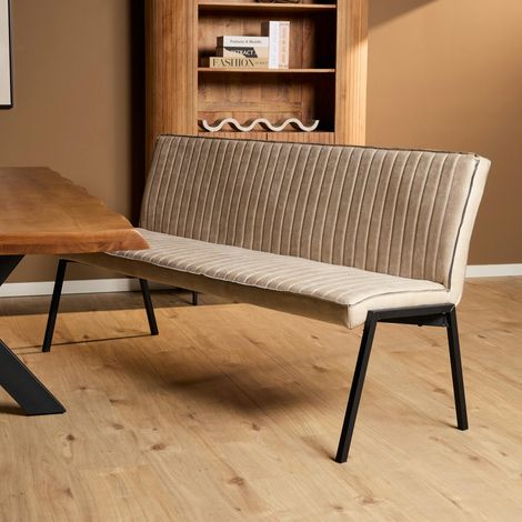 Banc de table à manger beige à bandes 185 cm CORTINA