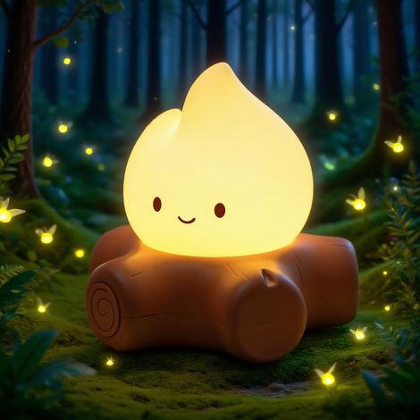 Veilleuse pour Enfant Et Chambres D'Enfants, USB Rechargeable, Intensité Dimmable, Lampe De Nuit Led Avec Joli Motif de Feu de Camp,Lampe de chevet (1/5)