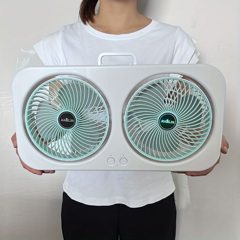 Ventilateur de bureau portable à double tête et pales à trois pales ventilateur de bureau rechargeable par USB. (1/5)