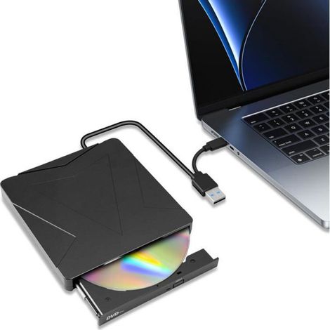 1 Lecteur CD DVD Externe, USB 3.0 Type-C, Graveur Optique Portable, Pour PC Portable Bureau (1/5)