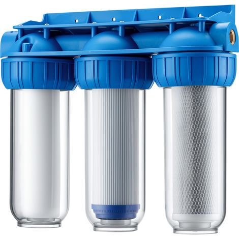 Naturewater NW-BR10B4 – Système de filtration 3 Étapes – 20,67 mm 1/2 – avec Filtre à sédiments Charbon actif Bioc et Granulés – Eau potable"