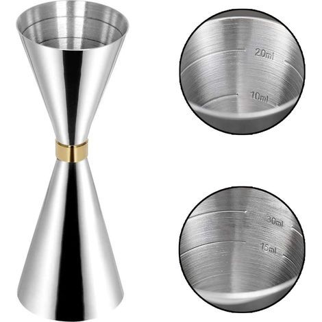 Messbecher, japanischer Stil Cocktail-Messbecher 1 oz / 2 oz, hochwertiger Messbecher, doppelter Likördosierer aus Edelstahl, für Partys, Getränke, Wein, Cocktails, Bar Craft (1/5)