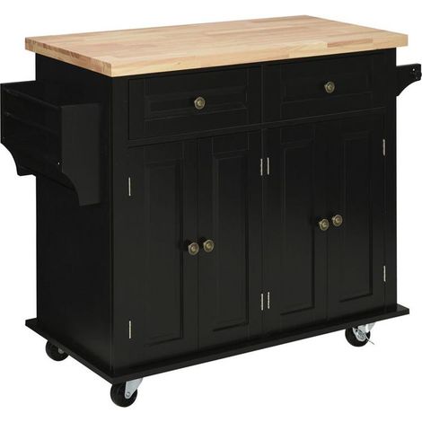 CARRELLO DA CUCINA PORTAVIVANDE CON CASSETTI ARMADIETTI E PORTASPEZIE NERO (1/5)