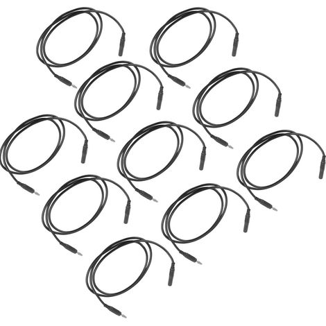 Lot de 10 cordons de test à fiches bananes en laiton PA, pour multimètre et pièces automobiles, 4 mm, noir. (1/5)