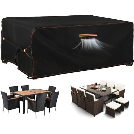 Housse de protection imperméable pour mobilier de jardin, 200 x 160 x 74 cm – Housse en tissu Oxford 420D résistant aux intempéries avec aération – Housse de protection anti-poussière (1/4)
