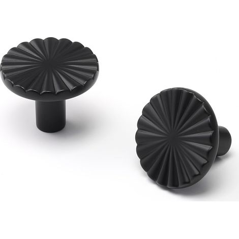 Lot de 10 Boutons de Porte et Poignées de Tiroir Noirs Plats pour Cuisine Salle de Bain Armoire Commode - en Alliage de Zinc (1/5)