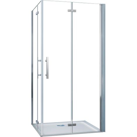 AICA Eckeinstieg 90x90x195cm 6mm ESG NANO Falttür eckdusche Pendeltür Scharniertür Duschkabine Duschabtrennung (1/5)