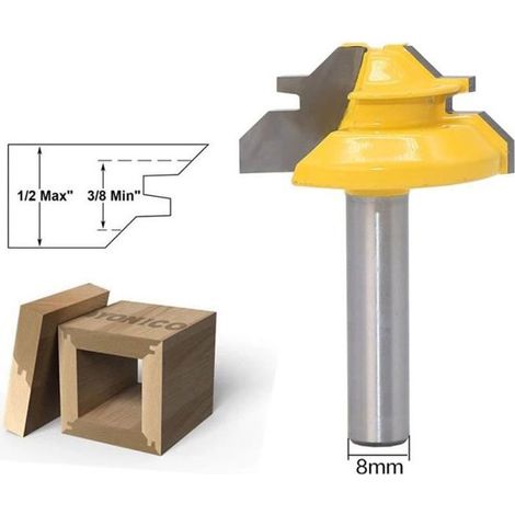Fraise à bois - LEOCLOTHO - 45 Degrés Fraise meule a tigege Défonceuse Tenon - Jaune - Taille unique (1/4)