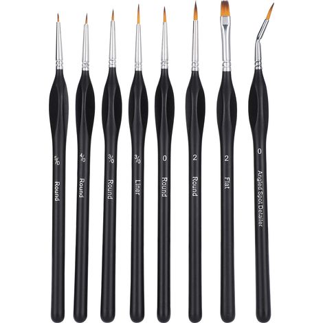 Lot de 8 pinceaux en nylon pour aquarelle et acrylique, outils de peinture pour étudiants en art, poils synthétiques (1/5)