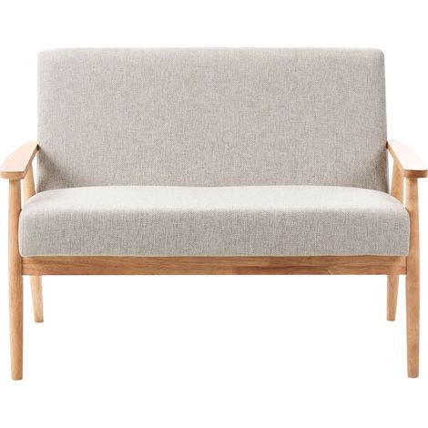 Sofa 2-Sitzer ESRUM Stoff Hellbraun / Grau