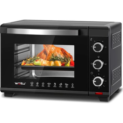 Woltu – Mini four 28 L – 1600 W – Température 100-230°C – Minuterie 0-60 min – 3 modes de cuisson – Plaque et grille incluses – Nettoyage facile