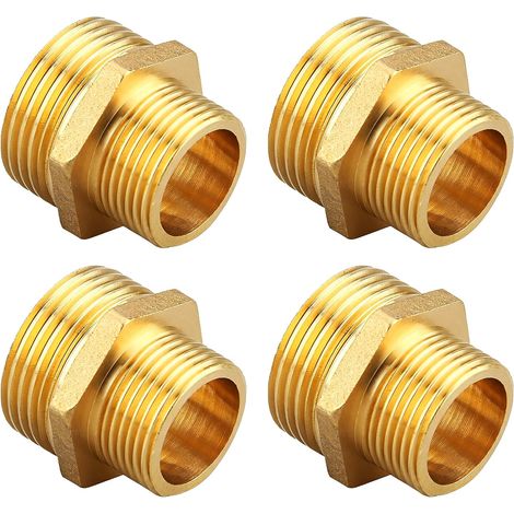 4pcs 3/4" to 1/2" Brass Double Nipple Reduction Adapter External Thread Suitable for Drinking Water Pipe Adapter (1/5)