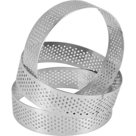 12 lot acier inoxydable cercles à tarte 3 en perforé gâteau cercle mousse cercle gâteau moule rond gâteau outils cuisson (1/5)