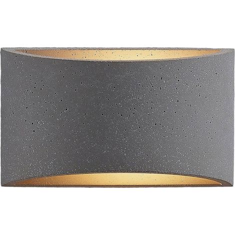 Lindby – Applique murale en béton semi-circulaire – Intensité variable – Design moderne pour salon et salle à manger – Diffusion lumière anti-éblouissement
