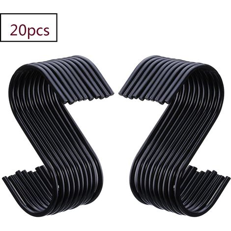 Lot de 20 crochets en S noirs pour suspendre casseroles et poêles. (1/5)