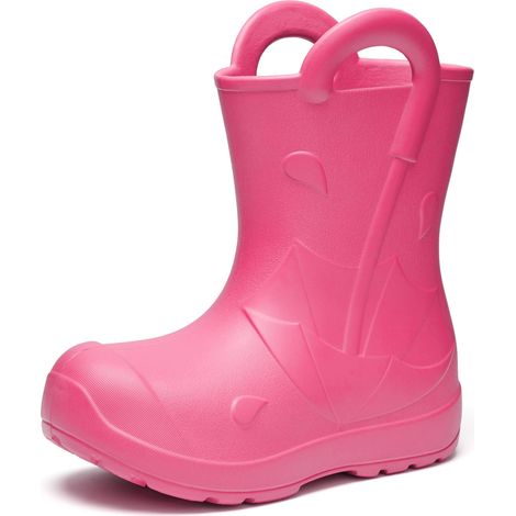 Ladeheid x Camminare bottes de pluie enfant en EVA premium – ultra légères, étanches, semelle antidérapante, poignées intégrées, facile à nettoyer, motif parapluie LA-CA-20 (Rose, 28/29 EU)