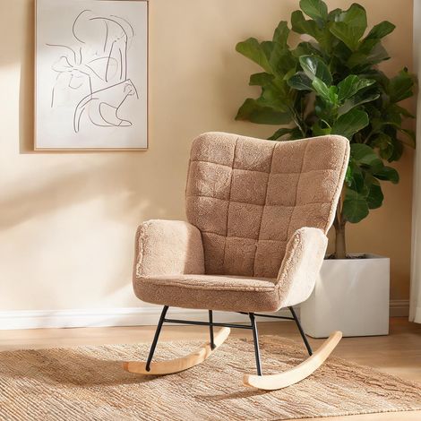 Fauteuil marron en revêtement bouclette 71 x 98 x 101 cm (1/5)