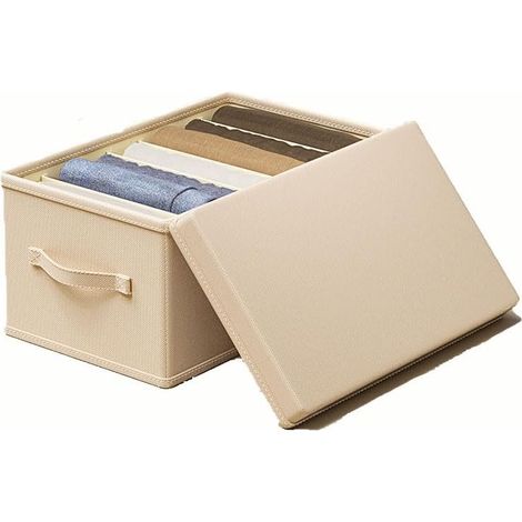 Organisateur de vêtements, organisateurs de placard et rangement de grande taille 9 compartiments, bacs de rangement pour jeans avec poignées et couvercle, séparateurs de tiroir pliables pour pulls, p (1/5)