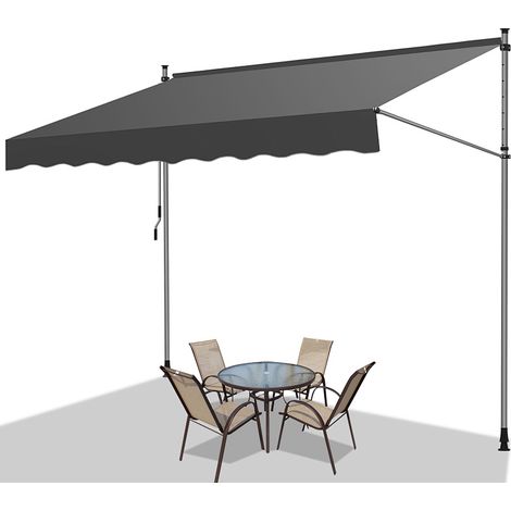 TolleTour Klemmmarkise mit Handkurbel, 200x120cm Balkonmarkise, UV-beständig 50+ höhenverstellbar Sonnenschutz ohne Bohren für Terrasse und Balkon Grau