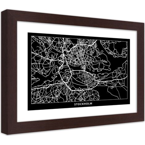 Quadro con cornice, Carta della città  di Stoccolma - 90x60 (1/5)
