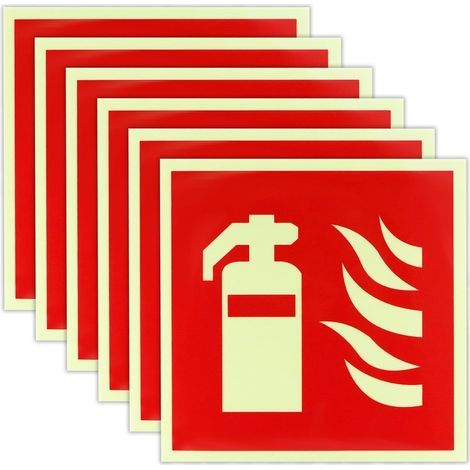 4 x Adesivo PVC per Estintore Resistente 15 x 15 cm Pannello di Segnalazione Antincendio a Luminescenza Ultra Lungo per Uso Interno ed Esterno (1/5)