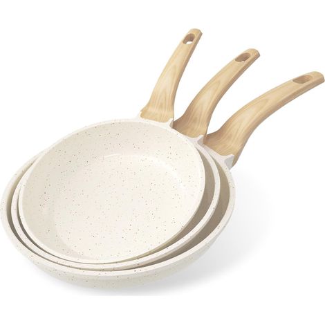 Ensemble de poêles antiadhésives, 3 pièces – Poêles en granit de 20/24/28 cm,sans PFOA