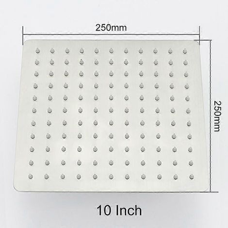 Bras de douche carré en acier inoxydable nickelé brossé, bras de douche mural/plafond en gros, bras de douche de 25 cm (10 pouces). (1/5)