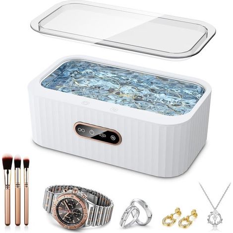 Nettoyeur de bijoux à ultrasons professionnel 47 kHz, 5 modes, cuve en acier inoxydable 304 pour lunettes, montres et prothèses (1/5)