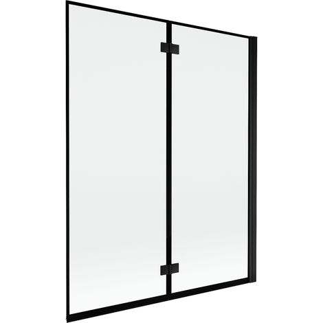 Mexen Mist paroi de baignoire 2 volets droit 140 x 150 cm, cadre noir, noir - 8A9-140-002-70-70-P (1/5)
