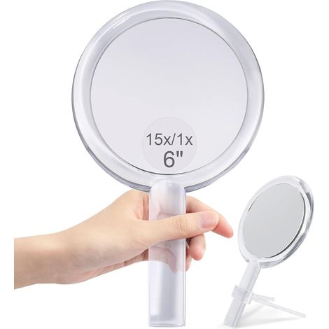 Miroir grossissant 5X, Miroir Double Face, grossissement 3X, Miroir de Maquillage avec Support, à Utiliser pour l'application du Maquillage.6 Inch/16c (1/5)