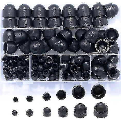 145 capuchons de vis en plastique - capuchons de vis hexagonaux pour protéger les écrous et les boulons - noirs - tailles diverses (M4, M5, M6, M8, M10, M12) (1/5)