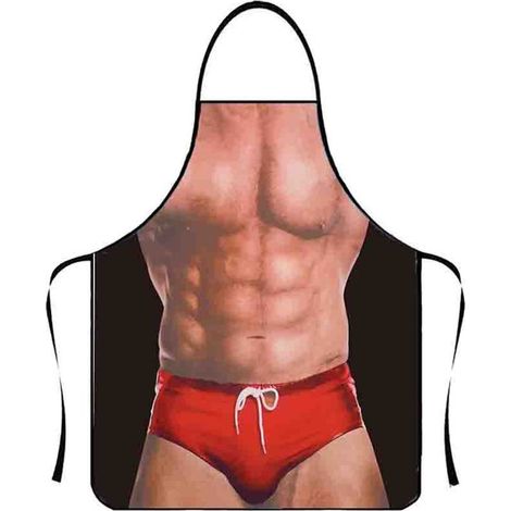 Divertente grembiule da cucina 3D, bikini sexy, modelli uomo e donna, grembiule impermeabile per cucinare, barbecue, festa culinaria, collo, regalo di coppia, novità, uomo muscoloso in bikini, 18 18 (1/5)