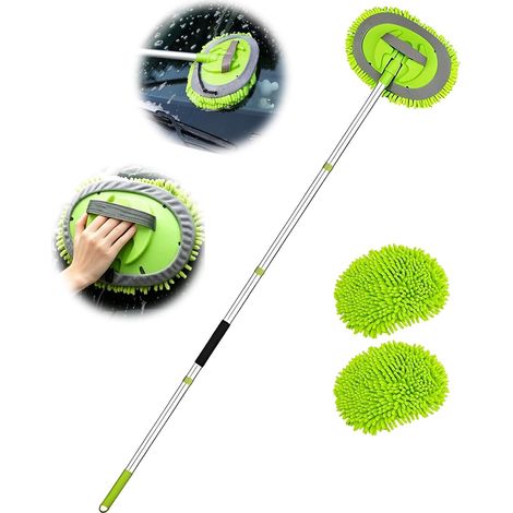 62" Brosse Lavage Voiture avec Manche Long, Balai de Nettoyage avec Manche Aluum Démontable 4 Sections, Tête Microfibre Chenille Douce Sans Rayure pour Voiture, SUV, Camping-Car et Camion (1/5)