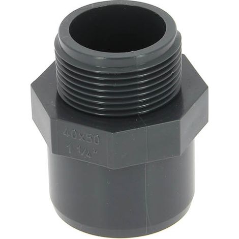 Embout PVC pression mâle-femelle Ø50-40 mâle 33-42 – Raccords légers et rigides pour réseaux d'eau froide – Norme EN 1452-3