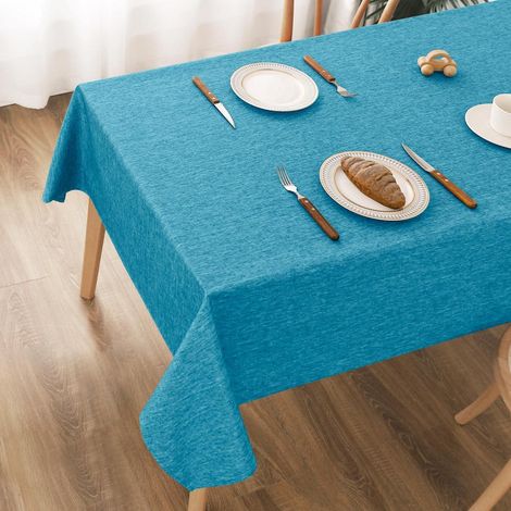 Abwaschbare Tischdecke Leinen-Optik 100x140cm Hellblau Wasserabweisend Kratzfest