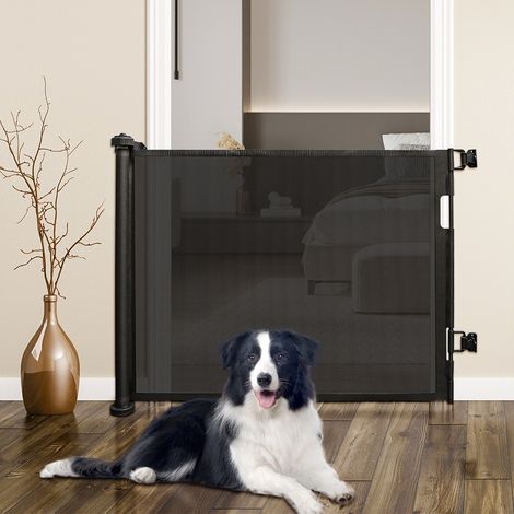 Barrière de sécurité - Pour escalier de bébé - Pour l'intérieur et l'extérieur - Extensible de 0 à 180 cm - Noir (1/5)