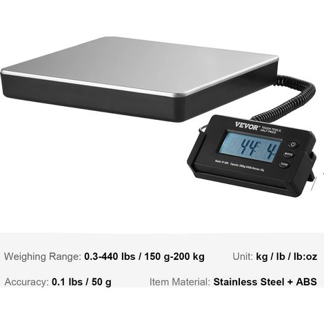 Bilancia digitale, schermo LCD HD, capacità fino a 440 libbre, 440 libbre (1/2)