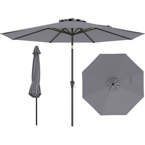 Ombrellone da esterno con manovella 8 stecche robuste, Ombrellone da giardino 300 cm Grigio (1/3)