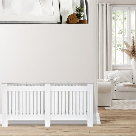 Cache-radiateur en MDF pour salon, chambre ou couloir, 172 x 19 x 81 cm, blanc (1/5)