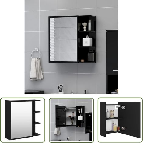 The Living Store Bad-Spiegelschrank Schwarz 62,5x20,5x64 cm Holzwerkstoff - Spiegelschrank - Badezimmermöbel - Holzwerkstoff Möbel - Schwarzer Spiegelschrank - Aufbewahrungsschrank (1/5)