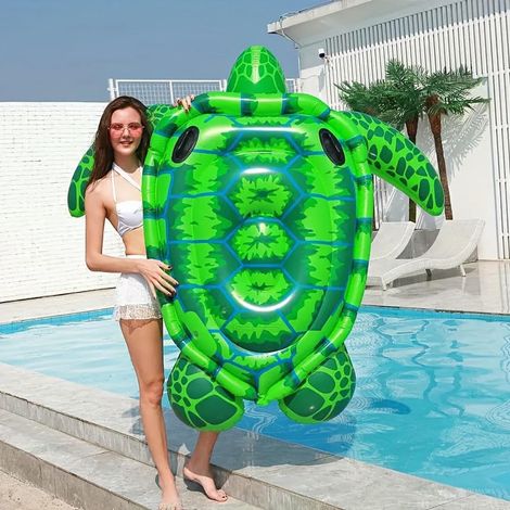 Tartaruga gonfiabile gigante doppia per l'estate, ideale per spiagge, piscine e feste in acqua. (1/2)