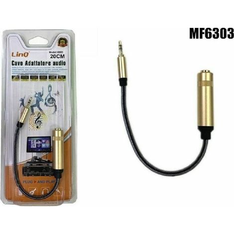 Trade Shop - AUDIO ADAPTER KABEL KLINKE 3.5MM MÄNNLICH - 6.35MM WEIBLICH 20CM LANG LINQ MF6303 -