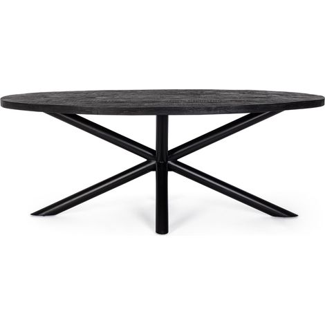 Table à manger ovale 200x110x76 cm en manguier noir - BAILA (1/4)