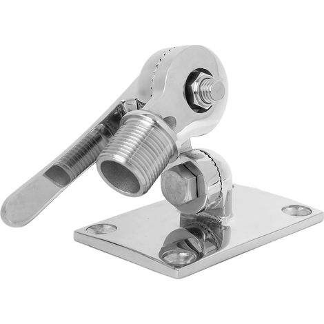 Base support d'antenne VHF marine en acier inoxydable 316, axe double réglable 38mm/1,50in, fixation pour mât de bateau, base d'aérienne robuste et étanche. (1/3)