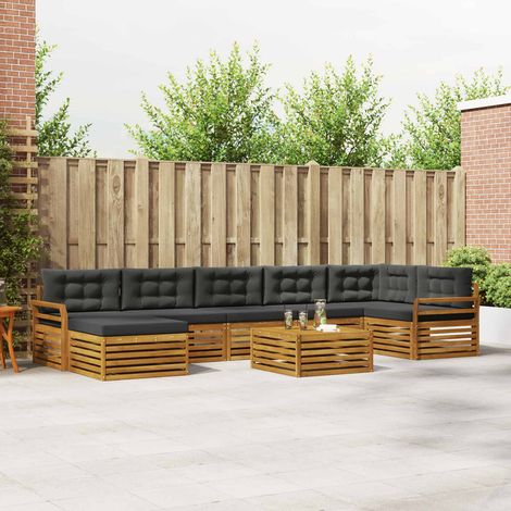 vidaXL Outdoor-Sofagarnitur mit Kissen 8 pcs Natur und Anthrazit (1/5)
