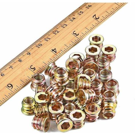 Lot de 20 inserts filetés pour vis à bois M8×15mm - Écrous à bois hexagonaux (avec clé hexagonale) (1/4)